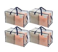 VENO 4 Pack Clear Extra Large Moving Bags & Storage Totes, Heavy Duty Organizer with Reinforced Handles & Strong Zippers for Clothes, College Dorm Essentials, Moving Supplies