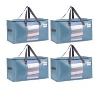 VENO 4 Pack Extra Large Moving Bags,Clothes Storage Bags for Blankets Bedding,Moving House Essentials,Waterproof Underbed Storage Packing Boxes,Laundry Bags Organiser (Light Blue, 4 Pack)