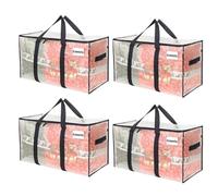 VENO 4 Pack Extra Large Moving Storage Bags with Zips, Heavy-Duty Organizer Tote, Moving Box Alternative, Packing Supply, Clothes Storage Bin, Tag Pocket for Label, Water-Resistant (Clear, 4 Pack)