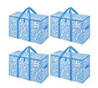 VENO 4 Pack Extra Large Moving Storage Bags with Zips, Heavy-Duty Organizer Tote, Moving Box Alternative, Clothes Storage Bin, Tag Pocket Water-Resistant (Spring Breeze, 4 Pack)