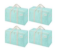 VENO 4 Pack Extra Large Moving Storage Bags with Zips, Heavy-Duty Organizer Tote, Moving Box Alternative, Clothes Storage Bin, Tag Pocket Water-Resistant (Evergreen, 4 Pack)