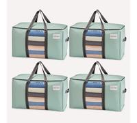 VENO 4 Pack Heavy Duty Moving Bags for Clothes,Extra Large Moving House Essentials,Underbed Storage Packing Boxes for Duvet,Waterproof Laundry Bags Organiser (Light Green,4 Pack)