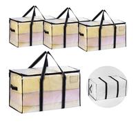 VENO 4 Pack Heavy Duty Moving Bags for Clothes,Extra Large Moving House Essentials,Underbed Storage Packing Boxes for Duvet,Waterproof Laundry Bags Organiser (Clear, 4 Pack)