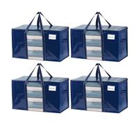 VENO 4 Pack Heavy Duty Moving Bags for Clothes,Extra Large Moving House Essentials,Underbed Storage Packing Boxes for Duvet,Waterproof Laundry Bags Organiser (Blue, 4 Pack)