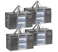 VENO 4 Pack Heavy Duty Moving Bags for Clothes,Extra Large Moving House Essentials,Underbed Storage Packing Boxes for Duvet,Waterproof Laundry Bags Organiser (Gray, 4 Pack)