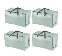 VENO 4 Pack Heavy-Duty Oversize Large Storage Bag Organizer with Zips and Tag Pocket for Moving, Clothes Storage, Laundry Bag, House Essentials, Sustainable, Water-Resistant (Light Green, 4 Pack)