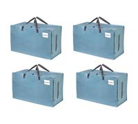 VENO 4 Pack Heavy-Duty Oversize Large Storage Bag with Zips for Moving, Clothes Storage, Laundry Bag, Packing, House Solutions, Sustainable, Water-Resistant (Light Blue, 4 Pack)