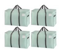 VENO 4 Pack Moving Bags and Large Christmas Storage Bins with lids. Alternative to Moving Boxes, Packing Supplies for College. Extra Large Heavy Duty Totes for Packaging (Shiny Light Green, 4 Pack)