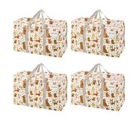 VENO 4 Pack Moving Bags and Large Christmas Storage Bins with lids. Alternative to Moving Boxes, Packing Supplies for College. Extra Large Heavy Duty Totes for Packaging (Holiday Pups, 4 Pack)