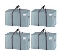 VENO 4 Pack Moving Bags, Moving Supplies, College Packing Storage Boxes with Lids Alternative, Heavy Duty Totes, Extra Large, Sturdy Handles, Zipper, for Packaging (Light Blue Matte, 4 Pack)