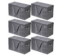 VENO 6 Pack Extra Large Moving Storage Bags with Zips, Heavy-Duty Organizer Tote, Moving Box Alternative, Packing Supplies, Clothes Storage Bin, Tag Pocket for Label, Water-Resistant (Gray, 6 Pack)