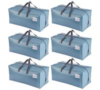 VENO 6 Pack Heavy-Duty Extra Large Moving Bags W/Backpack Straps, Moving House Essentials, Clothes Storage, Packing, Laundry Bags, Reusable and Sustainable (Light Blue, 6 Pack)