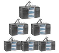 VENO 6 Pack Heavy Duty Moving Bags for Clothes,Extra Large Moving House Essentials,Underbed Storage Packing Boxes for Duvet,Waterproof Laundry Bags Organiser (Gray, 6 Pack)