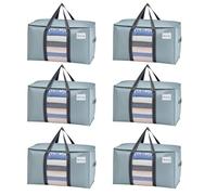 VENO 6 Pack Heavy Duty Moving Bags for Clothes,Extra Large Moving House Essentials,Underbed Storage Packing Boxes for Duvet,Waterproof Laundry Bags Organiser (Light Blue, 6 Pack)