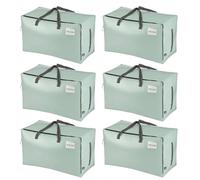 VENO 6 Pack Heavy-Duty Oversize Large Storage Bag Organizer with Zips and Tag Pocket for Moving, Clothes Storage, Laundry Bag, House Essentials, Sustainable, Water-Resistant (Light Green, 6 Pack)