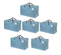 VENO 6 Pack Heavy-Duty Oversize Large Storage Bag with Zips for Moving, Clothes Storage, Laundry Bag, Packing, House Solutions, Sustainable, Water-Resistant (Light Blue, 6 Pack)