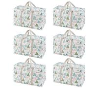 VENO 6 Pack Moving Bags and Large Christmas Storage Bins with lids. Alternative to Moving Boxes, Packing Supplies for College. Extra Large Heavy Duty Totes for Packaging (Pastel Forest, 6 Pack)