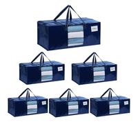 VENO 6 Pack Moving Bags Extra Large Storage Bags for College Move-In, Heavy-Duty Storage Totes, Packing Boxes, and Wardrobe Moving Supplies - Durable Laundry Bags for Clothes (Blue w/Window, 6 Pack)
