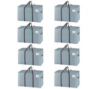 VENO 8 Pack Extra Large Christmas Ornament Organizer Storage Bags for Moving, Santa Sacks Toys Storage Box, College Packing Supplies Moving Bags, Dorm Foldable Heavy-Duty Tote Basket(Light Blue Matte)