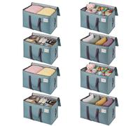 VENO 8 Pack Extra Large Moving Bags with Zippers & Carrying Handles, Heavy-Duty Storage Tote Moving Boxes for Space Saving (Light Blue-8 Pack)