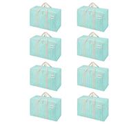 VENO 8 Pack Extra Large Moving Storage Bags with Zips, Heavy-Duty Organizer Tote, Moving Box Alternative, Clothes Storage Bin, Tag Pocket Water-Resistant (Evergreen, 8 Pack)