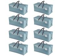 VENO 8 Pack Heavy-Duty Extra Large Moving Bags W/Backpack Straps, Moving House Essentials, Clothes Storage, Packing, Laundry Bags, Reusable and Sustainable (Light Blue, 8 Pack)