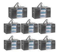 VENO 8 Pack Heavy Duty Moving Bags for Clothes,Extra Large Moving House Essentials,Underbed Storage Packing Boxes for Duvet,Waterproof Laundry Bags Organiser (Gray, 8 Pack)