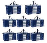 VENO 8 Pack Heavy Duty Moving Bags for Clothes,Extra Large Moving House Essentials,Underbed Storage Packing Boxes for Duvet,Waterproof Laundry Bags Organiser (Blue, 8 Pack)