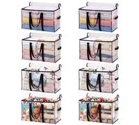 VENO 8 Pack Heavy Duty Moving Bags for Clothes,Extra Large Moving House Essentials,Underbed Storage Packing Boxes for Duvet,Waterproof Laundry Bags Organiser (Clear, 8 Pack)