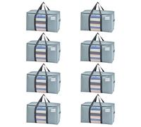 VENO 8 Pack Heavy Duty Moving Bags for Clothes,Extra Large Moving House Essentials,Underbed Storage Packing Boxes for Duvet,Waterproof Laundry Bags Organiser (Light Blue,8 Pack)