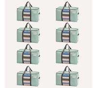 VENO 8 Pack Heavy Duty Moving Bags for Clothes,Extra Large Moving House Essentials,Underbed Storage Packing Boxes for Duvet,Waterproof Laundry Bags Organiser (Light Green,8 Pack)