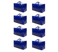 VENO 8 Pack Heavy-Duty Oversize Large Storage Bag Organizer with Zips and Tag Pocket for Moving, Clothes Storage, Laundry Bag, Packing, House Essentials, Sustainable, Water-Resistant (Blue, 8 Pack)
