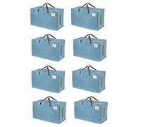VENO 8 Pack Heavy-Duty Oversize Large Storage Bag with Zips for Moving, Clothes Storage, Laundry Bag, Packing, House Solutions, Sustainable, Water-Resistant (Light Blue, 8 Pack)