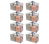 VENO 8 Pack Moving Bags and Large Christmas Decoration Storage Bins with lids. Alternative to Moving Boxes, Packing Supplies for College. Heavy Duty Totes (Clear, 8 Pack)