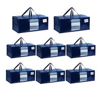VENO 8 Pack Moving Bags Extra Large Storage Bags for College Move-In, Heavy-Duty Storage Totes, Packing Boxes, and Wardrobe Moving Supplies - Durable Laundry Bags for Clothes (Blue, 8 Pack)