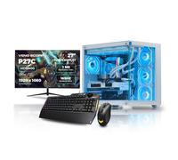 Veno Scorp Asus Gaming PC Bundle AMD Ryzen 5 5500 3.6 GHz RTX 5060 8GB 16GB 3200MHz RAM 1TB NVME 650W 80+ PSU Windows 11 - WiFi - Nem 4 White - Liquid Cooling - 27" 165HZ + TUF K1 & M3