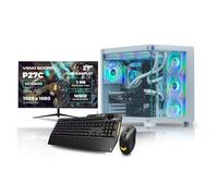 Veno Scorp Asus Gaming PC Bundle AMD Ryzen 7 5700X 3.6 GHz RTX 5060 8GB 16GB 3200MHz RAM 1TB NVME 650W 80+ PSU Windows 11 - WiFi - Nem 4 White - Liquid Cooling - 27" 165HZ + TUF K1 & M3