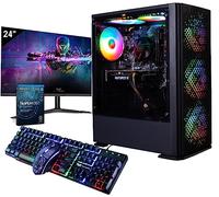 Veno Scorp Gaming PC - 24" Monitor Bundle AMD Ryzen 5 5500 GT1030 2GB, 8GB RAM 3200MHZ DDR4, 1TB HDD 256GB SSD, 500W 80+ PSU, Wifi, Windows 11, Titan 6 ARGB Gaming Case.