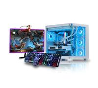 Veno Scorp Gaming PC Bundle AMD Ryzen 5 4500 3.6 GHz RTX 5060 8GB Corsair 16GB 3200MHz RAM 1TB NVME 650W 80+ PSU Windows 11 - WiFi - Nem 4 White - Liquid Cooling - 24" 165HZ + RGB Keyboard & Mouse