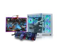 Veno Scorp Gaming PC Bundle AMD Ryzen 5 5500 3.6 GHz RTX 5060 8GB 16GB 3200MHz RAM 512 GB NVME 650W 80+ PSU Windows 11 - WiFi - Nem 4 White - Liquid Cooling - 24" 165HZ + RGB Keyboard & Mouse