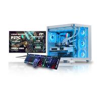 Veno Scorp Gaming PC Bundle AMD Ryzen 5 5600 3.6 GHz RTX 5060 8GB Corsair 16GB 3200MHz RAM 1TB NVME 650W 80+ PSU Windows 11 - WiFi - Nem 4 White - Liquid Cooling - 27" 165HZ + RGB Keyboard & Mouse
