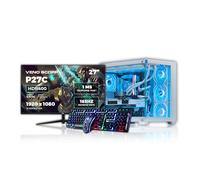 Veno Scorp Gaming PC Bundle AMD Ryzen 5 5600 3.6 GHz RTX 5060 8GB Corsair 16GB 3200MHz RAM 1TB NVME 650W PSU Windows 11 - WiFi - Mini Nem White - Liquid Cooling - 27" 165HZ + RGB Keyboard & Mouse