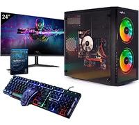 Veno Scorp Gaming PC - New 24" 75HZ Gaming Monitor Bundle AMD Ryzen 5 5500 GT1030 2GB, 16GB RAM 3200MHZ DDR4, 1TB HDD 256GB SSD, 500W 80+ PSU, Wifi, Windows 11, Nova ARGB Gaming Case.