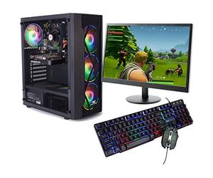 Veno Scorp Gaming PC Package: Intel Core i5 9400F 2.9GHZ, Geforce GTX 1050Ti GB, 8GB DDR4, 1TB HDD, with 22 inch LED Monitor, Illuminated Keyboard & Mouse, RGB TEMPERED GLASS CASE, Windows 11