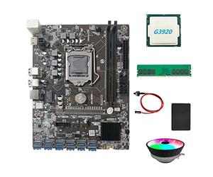VENOAL B250C BTC Miner Motherboard+G3920 or G3930 CPU CPU+RGB Fan+DDR4 4GB 2666Mhz RAM+128G SSD+Switch Cable 12XPCIE to USB3.0 GPU Card Slot