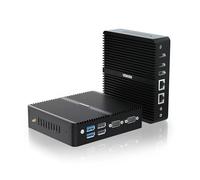 VENOEN Fanless Mini PC Industrial PC N95, Dual LAN mini Pc Win11 Pro, 8G RAM 128GB NVME SSD Mini Desktop Computer, 2xHD 2.0, 1xDP 1.2, 2xRS232 COM, WiFi, BT 4.2, VESA, Auto Power On, linux micro pc