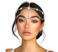VENOFEN Silver Rhinestone Head Chain Layered Headpiece Crystal Forehead Pendant Headband Sparkly Wedding Festival Prom Women Hair Accessories
