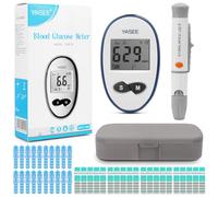Venoka Blood Glucose Monitor Kit, 100 Test Strips, 100 Lancets, Auto Coding, 180 Test Memory, Carrying Case, Painless Lancing Device, Blood Sugar Testing for Diabetes, mmol/L