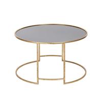 Venolo Coffee Table - Antique Gold Metal & Black Glass