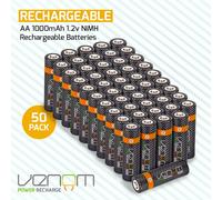 Venom 1000mAh Rechargeable AA Batteries | 50 Pack